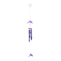 Cute 3 Colors Crystal Dolphin Wind Chime 4 Metal Tubes Home Garden Bell