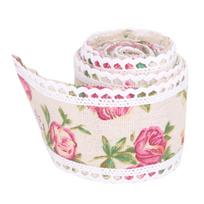 1pcs Handicrafts Lace Trim Burlap Ribbon Rose Pattern 2.05in Wide Lace Ribbon Rose Printed Ribbon DIY Decoration skaidri