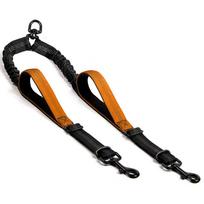 No-Pull Design Dual Dog Leash No-Tangle Shock Absorbing Two Dog Lead Rope Elastic 360° Swivel Clasp Double Head Pet Rope oranžinė
