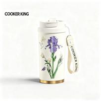 COOKER KinG 520ML Thermo Cup 316 Stainless Steel Coffee Mug Portable Insulated Water Bottle Flower Series Straw Cup Girl Gifts 520ml
