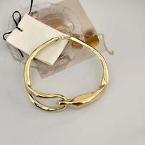 High-Polished Finish Chunky Hinged Necklace Antique Gold Tone 3D Geometric Buckle Industrial Link Choker Premium Zinc Alloy auksinė