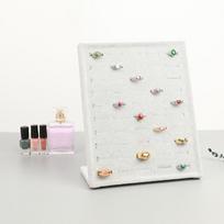 50 Slots Rings Display Stand Soft Velvet Space-Saving Jewelry Organizer L Shaped Black Gray Ring Holder Shop Counter