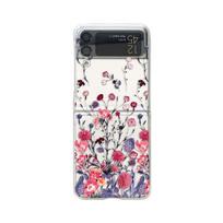 For Samsung Galaxy Z Flip 4 3 Case Flowers Painted Transparent Shockproof Pc Hard Back Cover For Samsung Zflip3 Case Accessories Only Case