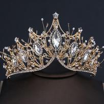 Vestuviniai Plaukai Tiara Krištolinė Vestuvinė Tiara Karūna Sidabro spalvos Diadem Veil Tiaras Vestuviniai Plaukų Priedai Galvos apdangalai Galvos Papuošalai gray