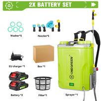 ONEGREEN 20L Elektrinis purkštuvas Ličio purkštuvas Sodo drėkinimo purkštuvas Skaitmeninis ekranas Nešiojami belaidžiai žemės ūkio įrankiai, skirti Makita 18v akumuliatoriui 2*88VF Battery EU Plug