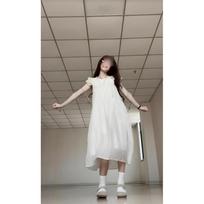Sweet little fly sleeve dress schoolgirl summer fungus edge loose and thin small medium dress S- (can be worn within 45kg)