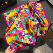 100% natūralus šilkinis skara moterims kaklui kvadratinė galvos juosta skaros bandana madingas hidžabas pončas skaros austa pashmina moteriškas foulard 53cm Real Silk 53x53cm yellow