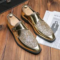 Spring Fashion Mens Golden Shoes Sequined Shoes Handmade Retro Comfortable Soft Non-slip Loafers Male Casual Leather Shoes 38-44 38 auksas