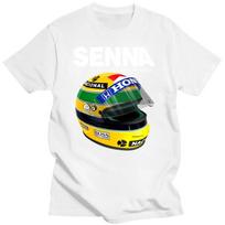 man summer t-shirt Ayrton Senna Helmet Tee Tops Clothing 1 Race Car Man Crew Neck Short Sleeve T Shirt Popular Man Big Size S