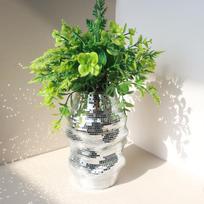 WTEMPO Disco Vase Mirror Glass Disco Ball Decorative Vase Suitable for Table Center Decoration, Parties, Weddings, Birthdays, Bars, Offices, Gifts 2pcs sidabras