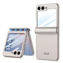Magnetic Folding Case For Galaxy Z Flip7 Flip6 FE Matte All-Inclusive Hinge Protection with Tempered Glass Film Shell Cover Artificial leather&Galaxy Z Flip7
