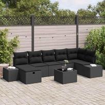 Garden Sofa Set with Cushions 8 pcs Black Poly Rattan