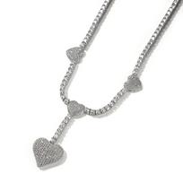 THE BLING KING Iced Heart Tennis Necklace Micro Paved Out Cubic Zirconia Link Chain Best Gift For Women Girl Hiphop Jewelry 16inch choker