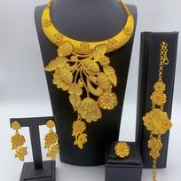 24K Gold Dubai Jewelry Jewelry Middle East Women's Jewelry Necklace Bracelet Earrings Ring Jewelry Set2026 45CM
