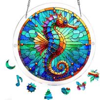Elegant Suncatcher Kit with Hanging Chain DIY Stained Glass Decoration Non-Fading Round Window Puzzle Decor for Room Wall Art