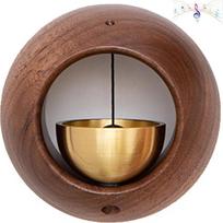 Creative Round Bell Black Walnut Wood Hanging Doorbell Wind Chimes Decor Wooden Magnetic Door Bell Entrance Opening Chime