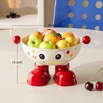 Dopamine Large Capacity Snack Fruit Plate Cartoon High Foot Design Drain Basket Thickened with Lid Tea Table Plate Living Room