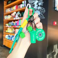 Detachable Barbell Plates Keychain Water Cups INS Simulation Dumbbells Keyring Dopamine Creative Fitness Series Pendant žalia