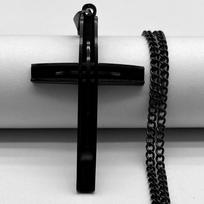 Hip Hop Faith Big Cross Religious Necklace Stainless Steel Chain for Men Rock Crucifix Pendant Necklace Party Jewelry Accessory