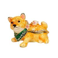 Artistic Shiba Inu Figurine Jewelry Box With Crystal And Enamel Details Storage Container for Rings And Earrings 1