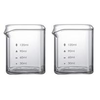 2PCS Transparent Square Measuring Pitcher with Scale Single Spouts Mini Coffee Cup 90/120ML Heat Resistant