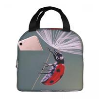 Cute Ladybug With Dandelion Design Insulated Lunch Bag for Women Children Portable Food Boxes Thermal Lunch Box Tote One Size