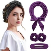 Heatless Curling Rod Headband No Heat Hair Curler Hair Rollers Soft Curlers Lazy Sleeping Curls Curling Hairband Styling Tools violetinė