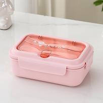 Lunch Box Portable for Children School Office Bento Box Compartment Sealed Food Container with Tableware Microwavable Heating gray