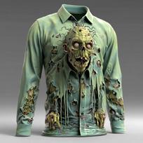 Halloween Men's Horror Halloween Costumes Zombies Shirt Button Up Shirt Long Sleeve Shirt Gothic Style Tops Fall Winter S