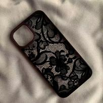 Vintage Luxury Black Lace Phone Case for iPhone 17 16 15 14 13 11 12 Pro Max 16E 17Air X XR XS 7 8 Plus SE Protective Cover iPhone 12