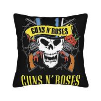 G-Guns N Roses Logo Rock Band Pillowcase Printing Cushion Cover Gift Skull Throw Pillow Case Cover Living Room Zippered 45X45Cm Peach skin 18*18(CM)-1Pcs
