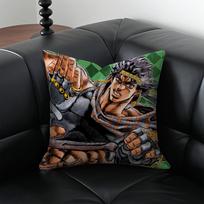 J-Jojo B-Bizarre Adventure Cushion Cover Pillow Case Anti-Dustmite Invisible Zipper Silky Plush Cushion Peach skin 18*18(CM)-1Pcs gray