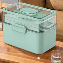 Medicine Box Desktop Organizer Practical Dustproof Art Crafts Case for Study Home green