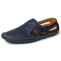 Madingi vasariniai vyriški laisvalaikio odiniai batai minkštu padu, dizainerių tuščiaviduriai loaferiai, itališki lauko dizainerių kvėpuojantys slip-on bateliai-valtelės 38 mėlyna