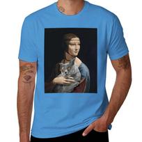 Leonardo da Vinci Cat, Lady with an Ermine, Cute Cat Print, Funny Cat Print T-Shirt anime tshirt mens clothing S
