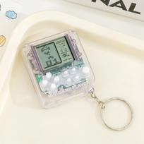 Mini Handheld Electronic Game Console Retro Puzzle Game Device Portable Keychain Classic Brick Game with LCD Screen and Sound Function one size balta