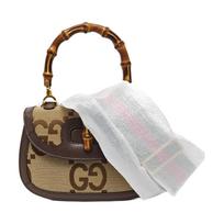 [Pre-Owned] Bamboo 1947 Jumbo Double G Logo Canvas And Leather Shoulder Bag - Excellent #1A5OW0T ONE SIZE