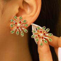 Fashion Dopamine-colored Zircon Hollowed-out Flower Stud Earrings for Women Sunflower Color-matching Design Luxury Ear Jewelry auksas