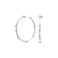 Swarovski Constella Dideli auskarai lankeliai Apvalus pjūvis Rodžiu dengti Moteriški Balti/Sidabriniai 5638698 sidabras