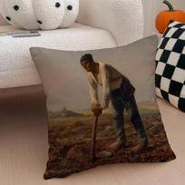 Jean-Francois Millet Cushion Cover Linen Pillow Case Soft Breathable Protective Couch Room Decoration Peach skin 18*18(CM)-1Pcs