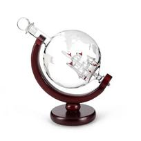 Creative Globe Decanter Set With Lead-Free Carafe Exquisite Wood-Stand And 2 Whisky Glasses Whiskey Decanter Globe Grade Gift no cup set