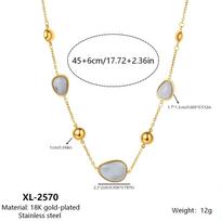 K Gold Plated Stainless Steel Teardrop Resin Edge Women Fashion Necklace Jewelry 1PC balta
