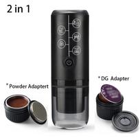 2-in-1 Electric Capsule Coffee Machine Espresso Maker for Car Home Camping with Capsule Powder Adapter Nespresso for Dolce Gusto juoda