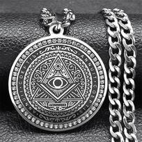 Eye of Providence Illuminati Pyramid Hip Hop Crystal Big Necklace Men's Chain Stainless Steel Gold Color Accessories man NZZZ488