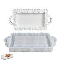 Celt Tray Silicone Mold for Resin Crafts Decorative Raised Border Handled Mold for Handmade Coasters Tea Tray and Home Decors 1