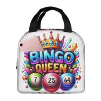 Bingo Queen Print Insulated Lunch Bag for Women Kids Portable Food Boxes Thermal Lunch Box Tote One Size