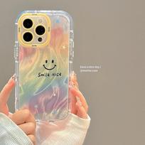 Soft Silicone Phone Case IPhone 16 Pro Max 15 14 13 12 With Air Cushion Drop Protection Cartoon Smiley Design Full Cover iPhone 6