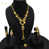 24K Gold Plated Arab Women's Bridal Necklace Earrings Ring Bracelet Jewelry Indian Women's Jewelry Set 2026 45CM black