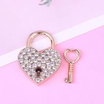 Metal Love Wish Lock Keyed Padlocks Diamonds Heart Shaped Lock For Jewelry Box Small Wooden Box auksas