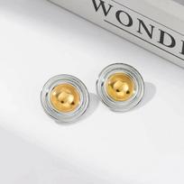 SHIXIN Vintage Color Mixing Round Heart Stud Earring Stainless Steel Gold Color Waterproof Jewelry Trendy Charm Daily Women Gift